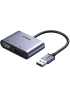 Адаптер відео UGREEN CM449 USB 3.0 to HDMI + VGA 2-в-1 для двох моніторів, 0.15 м, Gray
